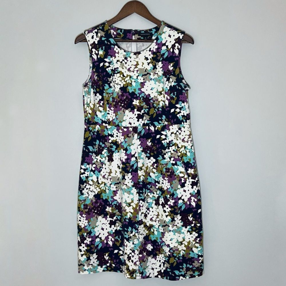 Lands End Floral Sheath Sleeveless Dress - Picture 2 of 5